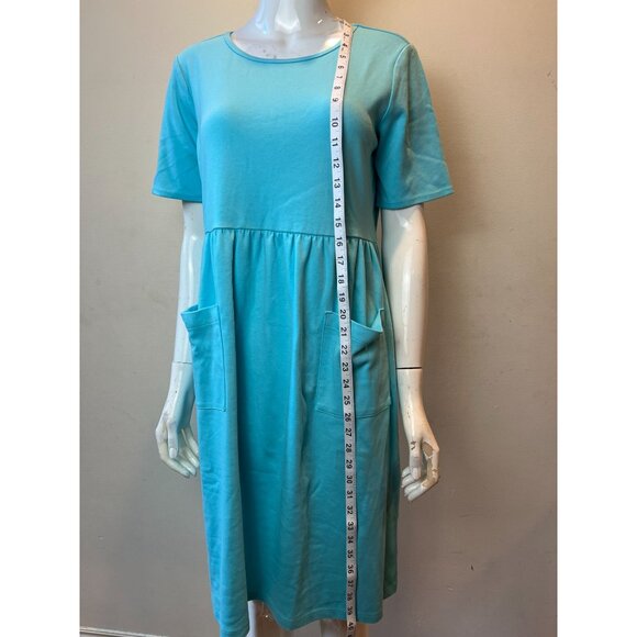 Appleseed's Crew Neck Sheath Midi Dress Pullover Two Pocket Light Blue Size PS - Picture 3 of 8